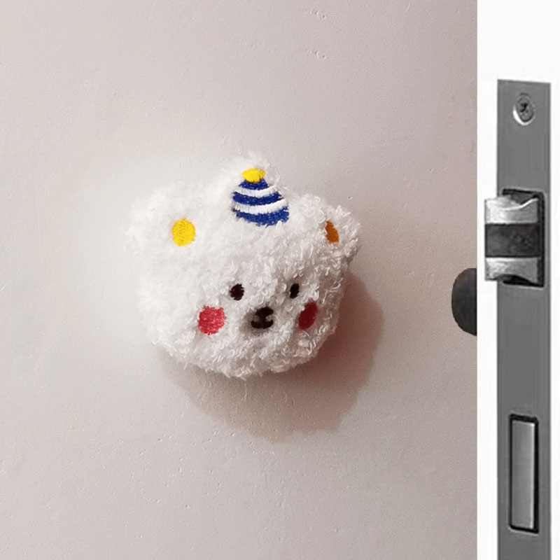 Autocollant anti-collision pour porte arrière - Style chapeau de fête - Tête d'ours blanc