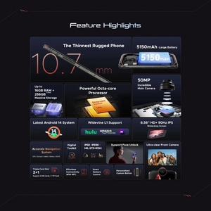 Toptan fiyat DOOGEE Blade <span class=keywords><strong>10</strong></span> Pro akıllı sağlam telefon 6GB + 256GB 6.56 inç 4G Android 14 Spreadtrum T606 Octa çekirdek OTG NFC