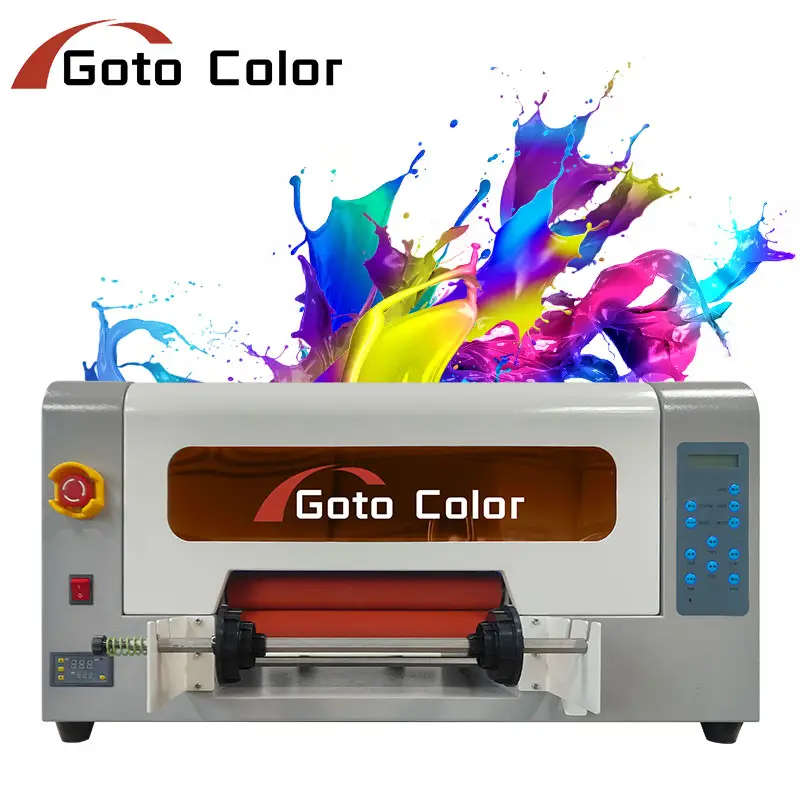 Promozione digitale palmare UV DTF stampante a getto d'inchiostro multicolore rotolo laminatore di cristallo etichetta di cristallo tessuto industrie