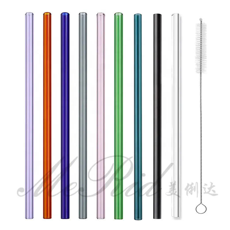 Glass Straws New Glass Straw Colored Borosilicate Straight Glass Drinking Straws for Cocktails shaker gifts Eco-friendly