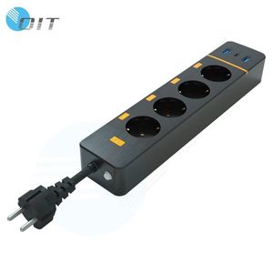 Regleta de alimentación de escritorio de la UE con 4 enchufes de interruptor independientes y 2 enchufes universales multifunción de extensión USB/1 tipo C - Product Image 3