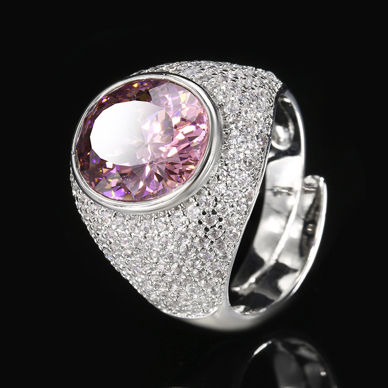 Bague platine avec rose séchée, taille ajustable