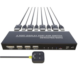 SYONG 4K @ 60Hz KVMスイッチ4コンピューターKVMスイッチDisplayportOneモニタースイッチでマウスキーボードプリンターUSB2.0デバイスを共有 - Product Image 1