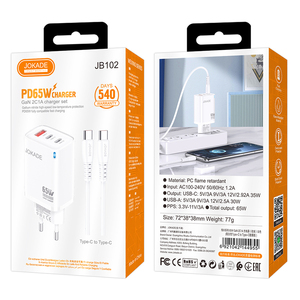 JOKADE 65W GaN 2C1A hızlı şarj seti şarj PD3.0 QC5.0, ab tak Laptop için 100W kablo ile Tablet telefon - Product Image 3