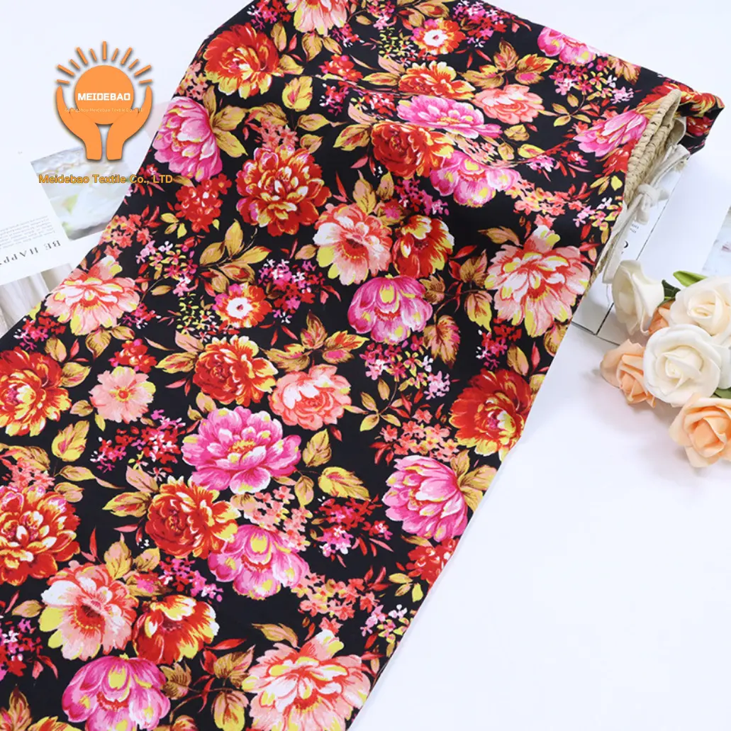 Offre Spéciale de haute qualité tricoté grande fleur de pivoine vêtements tissu opaque polyester jacquard impression tissu pour jupes robes