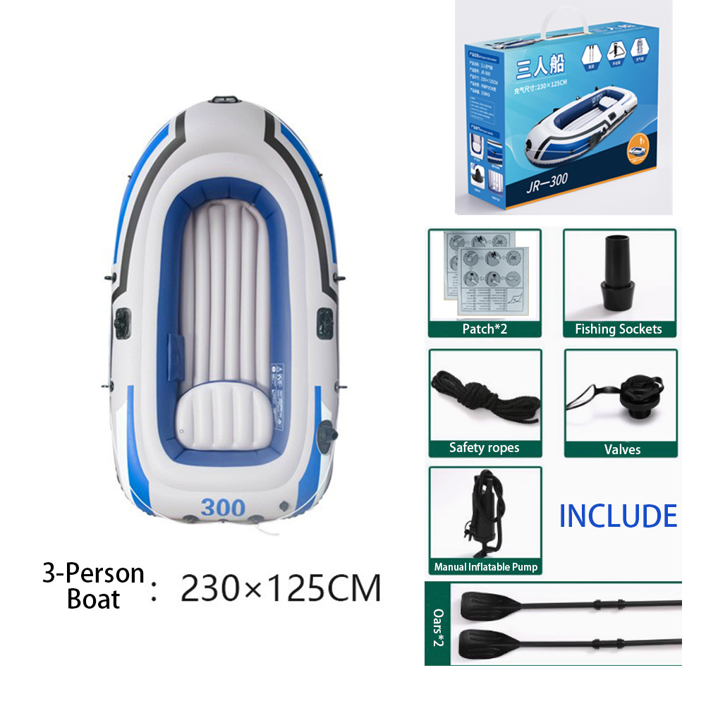 bluewhite inflatable boat for 3 people