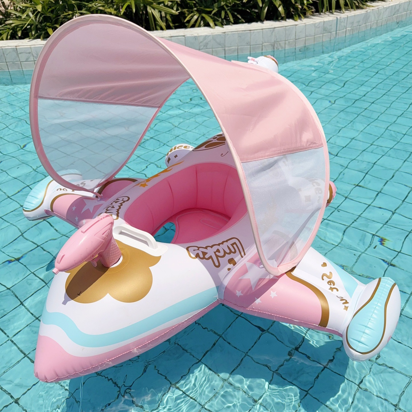 Pink-water gun plane boat-with canopy