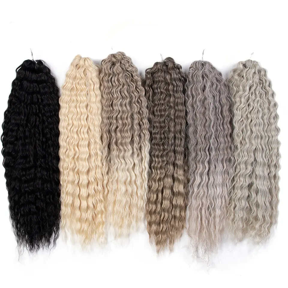 Оптовая продажа, длинные волнистые волосы для вязания крючком, 24 дюйма, 30 дюймов, волнистые синтетические косички для богини, волнистые волосы для наращивания светлых волос с эффектом омбре