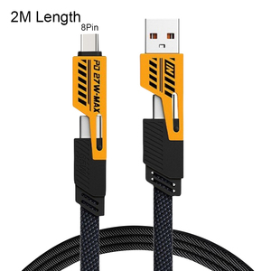 2M Long 6.5ft Multi-<strong>Function</strong> 4 in 1 Mobile Phone USB Charging Data Cable USB-<strong>C</strong> to Type-<strong>C</strong> Nylon Braided Cable - Product Image 5