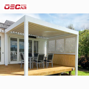 Garden Aluminum Tube <strong>Gazebo</strong> with Metal Roof Single Topped Horizontal <strong>Lines</strong> Steel Sheet Wood Frame PVC Arch Outdoor Leisure - Product Image 3