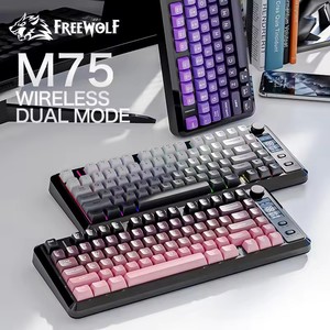 FREEWOLF M75 Gaming Wireless BT Keyboard Modo dual con perillas de pantalla PBT Gradient Keycaps 82 teclas para Win/Mac - Product Image 3