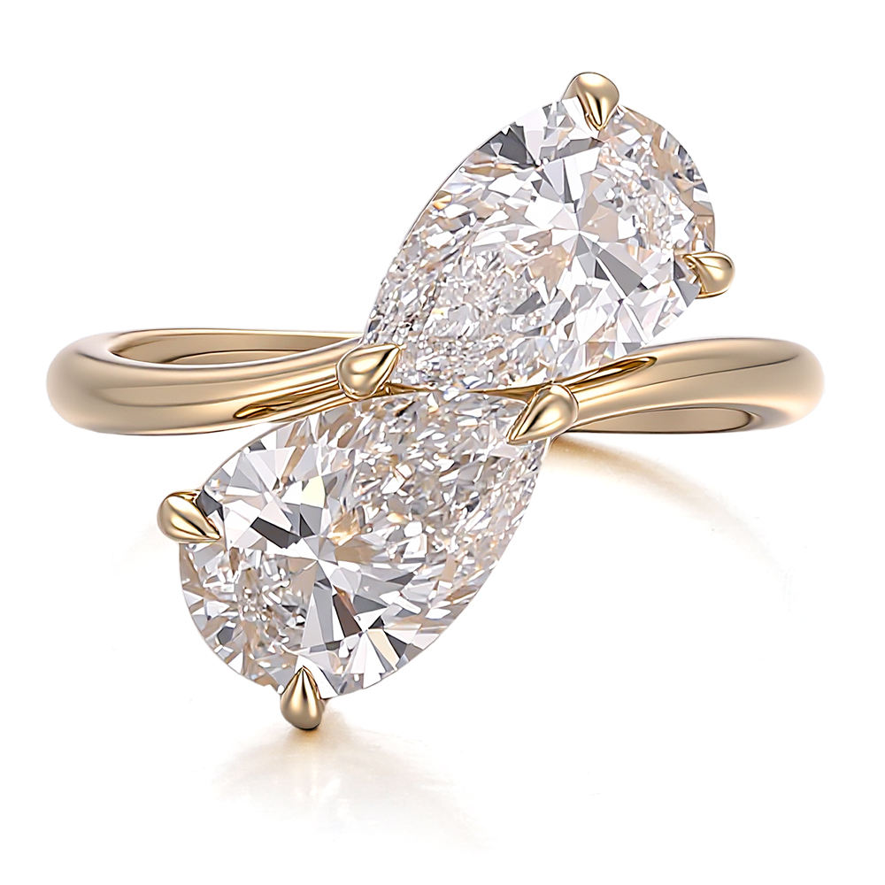 แหวนทองแท้ 10K ประดับเพชรแล็บ