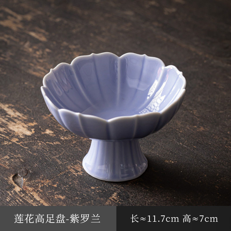 Lotus-shaped high-footed plate (delicate version) - Violet