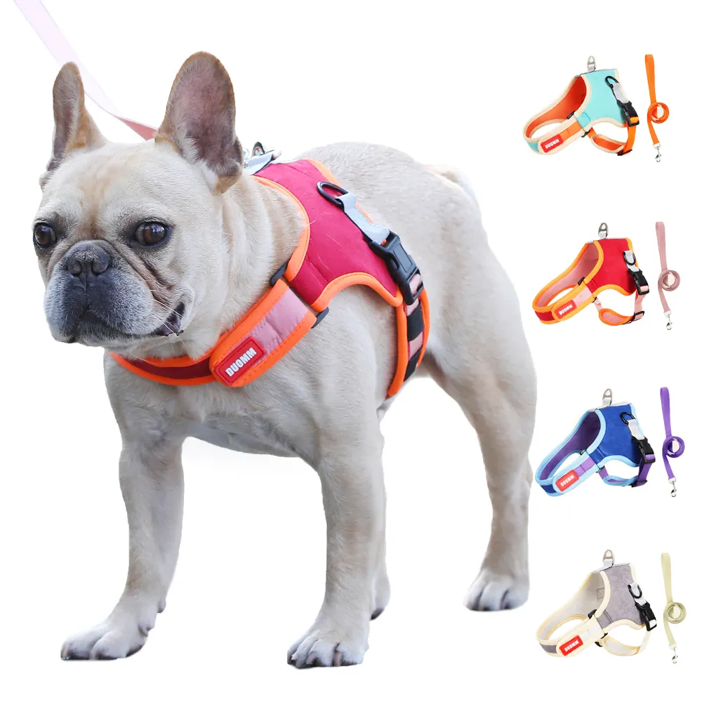 Custom ized Hoopet Wildleder Nacht High Visibility Reflective Dog Harness Weste Leine Set