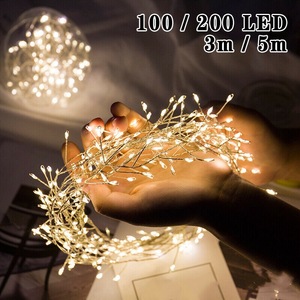 Cadena de luces de petardo LED con energía solar operada por USB inastillable para iluminación exterior de valla de árbol - Product Image 2