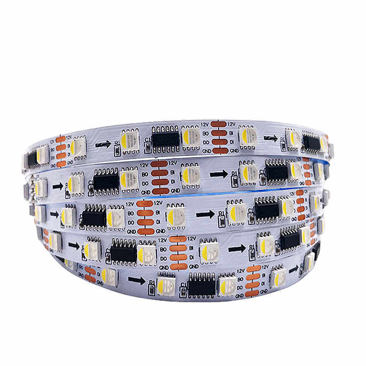 WS2814 IC RGBW RGB + Blanc Chaud Adressable 16.4FT 60LED/m 20 Pixels/m 300LED 100pixel Flexible 4 Couleurs en 1 Bande LED Dream Color