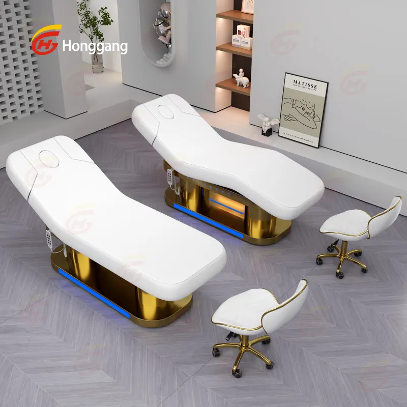 custom luxury spa room white pink facial beauty lash extension bed 4 motors electric massage tables   beds for salon