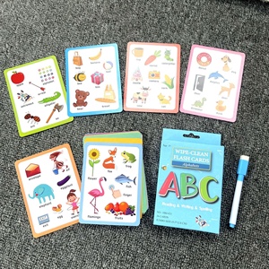 新しいワイプクリーンフラッシュカード子供のためのアルファベットカード読書書き込みスペルカード番号学習書き込み消去可能 - Product Image 1