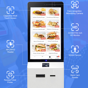 32 Polegada Touch Screen NFC <span class=keywords><strong>QR</strong></span> <span class=keywords><strong>Code</strong></span> <span class=keywords><strong>Scanner</strong></span> Bill Payment Ticket Vending Self Service Ordenando Quiosque Máquina com Cartão Dispenser