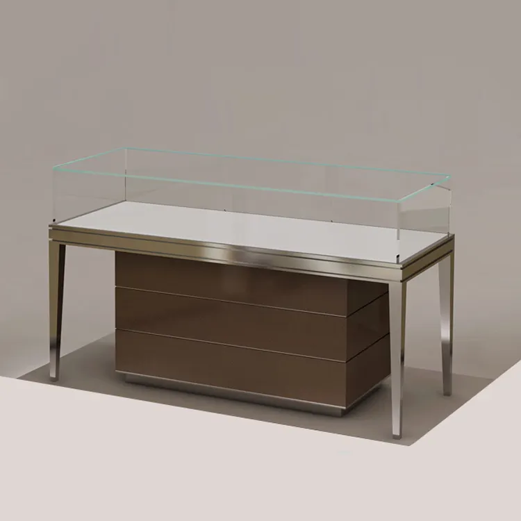 Offre Spéciale bijoux table d'affichage en verre de conception en bois montre vitrine avec led