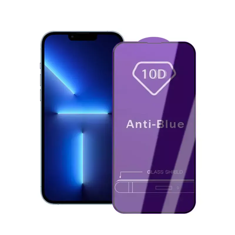 10D proteggi schermo in vetro temperato anti raggi di luce blu per iphone 13 pro max 14 pro 12 mini 14 occhi di protezione Anti-radiazioni