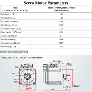 Duy nhất giai đoạn 200 Wát 220V 3000 vòng/phút <span class=keywords><strong>AC</strong></span> <span class=keywords><strong>servo</strong></span> <span class=keywords><strong>Motor</strong></span> với ethercat <span class=keywords><strong>servo</strong></span> Drive cho tự động hóa ngành công nghiệp - Product Image 3