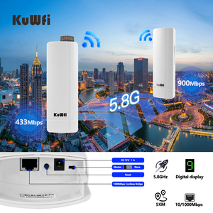 5km Long <strong>Range</strong> KuWFi Ponte Wireless Repeater White Outdoor Waterproof 1000Mbps Point to Point <strong>Wifi</strong> <strong>Extender</strong> for <strong>Wifi</strong> <strong>Network</strong>