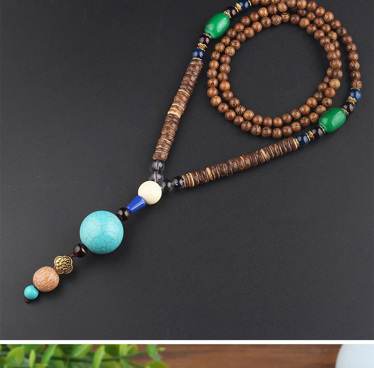 ANATTASOUL Boho Wood Bead Necklaces Set - 6 Piece Bohemian Jewelry With Fish & Elephant Pendants - View #4