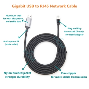 USB3.0 tipo da A RJ45 cavo di rete 1000Mbps Gigabit, in alluminio da USB A RJ45 LAN cavo di rete direttamente collegato Chipset - Product Image 4