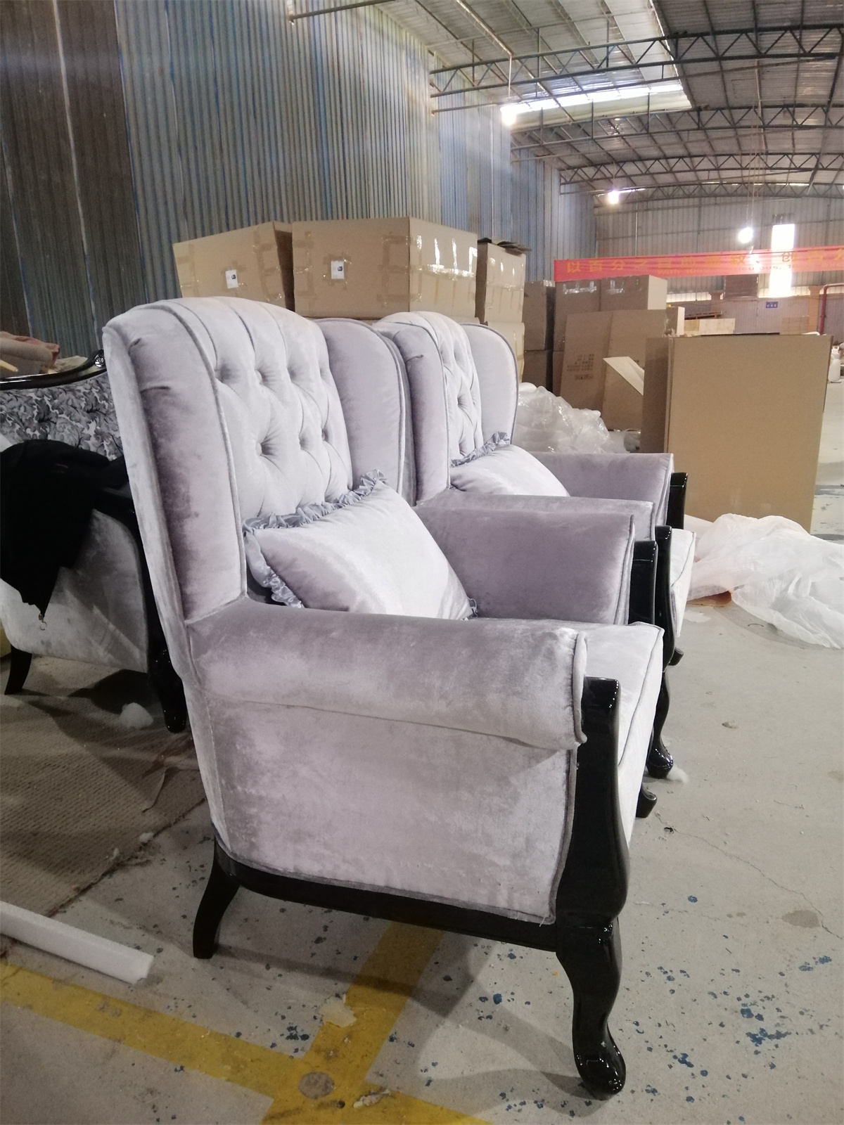 foshan chuangdian 5 star hotel furniture single seat luxury velvet living room Chesterfield sofas