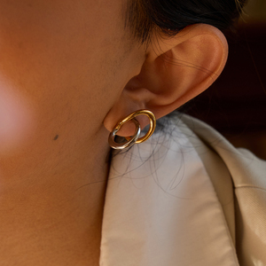 Chic Dual Tone Knot Design Gold <strong>Silver</strong> Tone Ring for Women Casual Formal Wear - Product Image 6