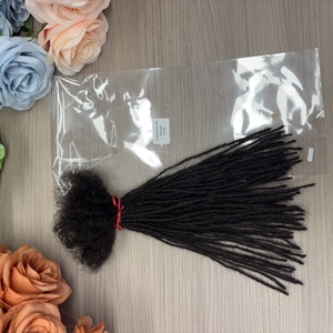 Permanent Human Hair Braid Extension Natural <strong>Black</strong> Handmade Locs Hair Extension Braid - Product Image 3