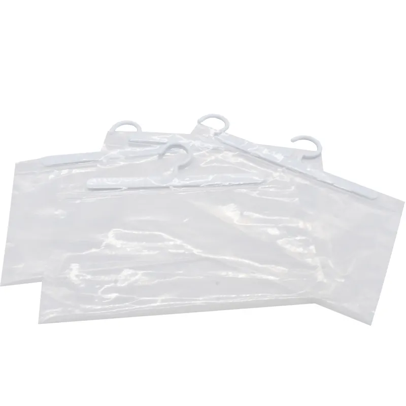 Bouton cintre sac avec crochet fermeture transparente vêtements en plastique de luxe pour magasin sacs à poussière vêtements clair Pvc chaussettes emballage