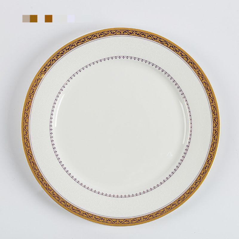 Plato plano de 10 pulgadas con borde de oro blanco