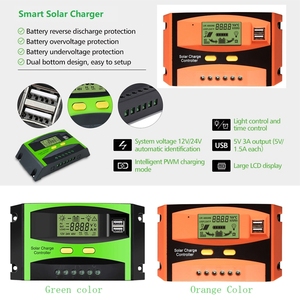 Willone actualizado Auto 20/30A Panel Solar regulador de batería Dual USB PWM controlador de carga Solar 12/24V sistema inversor uso doméstico - Product Image 3