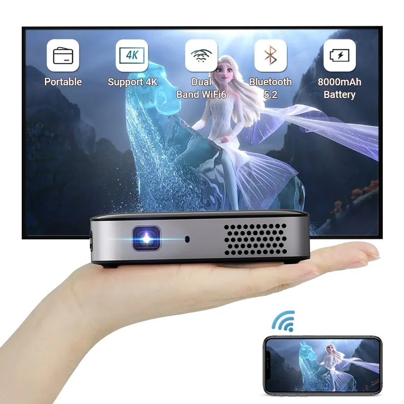 Hotack D061 Full HD rạp hát tại nhà video projecteur thông minh Android TV điện thoại di động projecteur portatil xách tay mini chiếu 4K