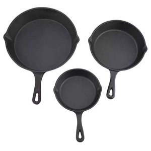 フライパン6/8/10インチキッチン焦げ付き防止フライパン調理器具黒フラット鋳鉄セットハンドル付き - Product Image 1