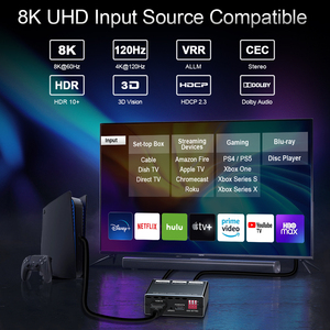 <strong>HDMI</strong> Splitter 1x2 4K 120Hz HDR 60Hz VRR G/Sync CEC EDID <strong>Switch</strong> 40G/bps Arc Audio 1 in <strong>4</strong> 8 <strong>2</strong> Out 8K <strong>2</strong>.1 <strong>hdmi</strong> Splitter for PC PS5