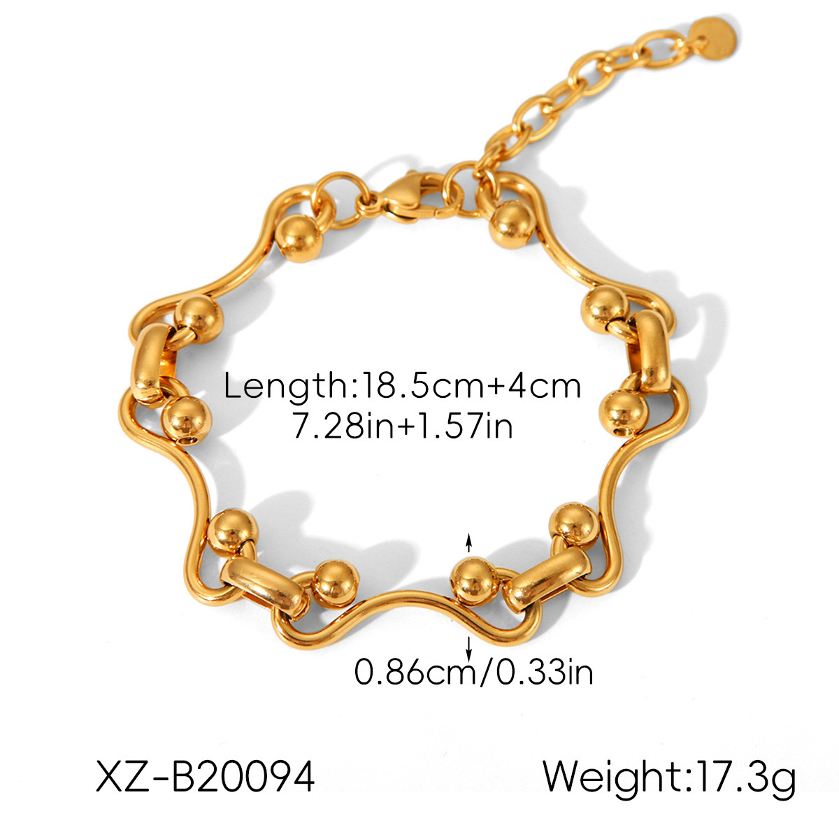Wave Link Bead Bracelet