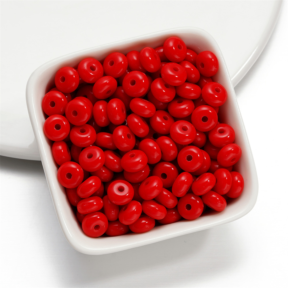 Acrylic flat beads - red
