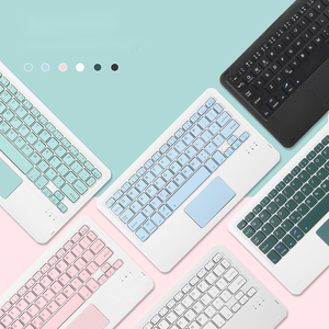 Teclado azul inalámbrico recargable universal duradero con panel táctil incorporado para tableta, diseño delgado y portátil - Product Image 1
