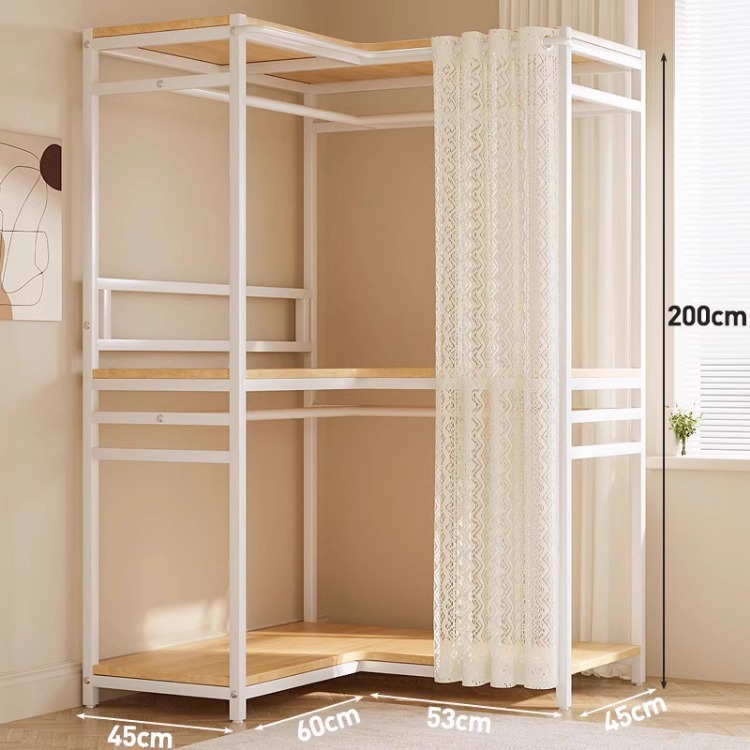 Corner model with gauze curtain minimalist white