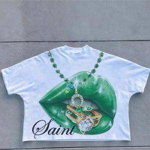 Sang Trọng Tùy Chỉnh Thiết Kế T-Shirt Cho Nam Giới Với Rhinestone Đồ Họa Và Cao Cổ Boxy Phù Hợp Với Chất Lượng Cao In Ấn Cá Nhân Thiết Kế - Product Image 5