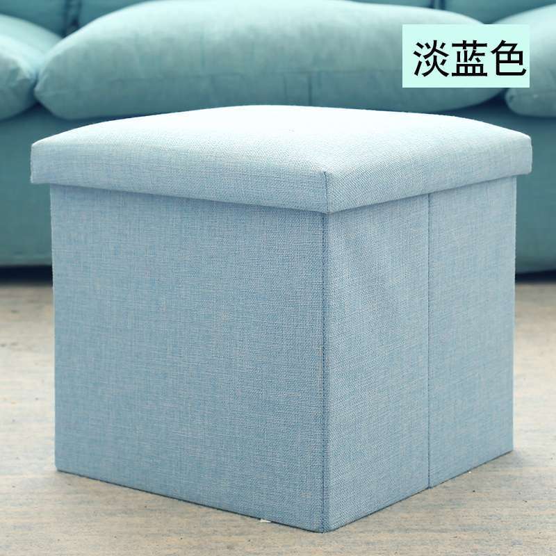 Cotton and linen storage stool - light blue, a quality choice