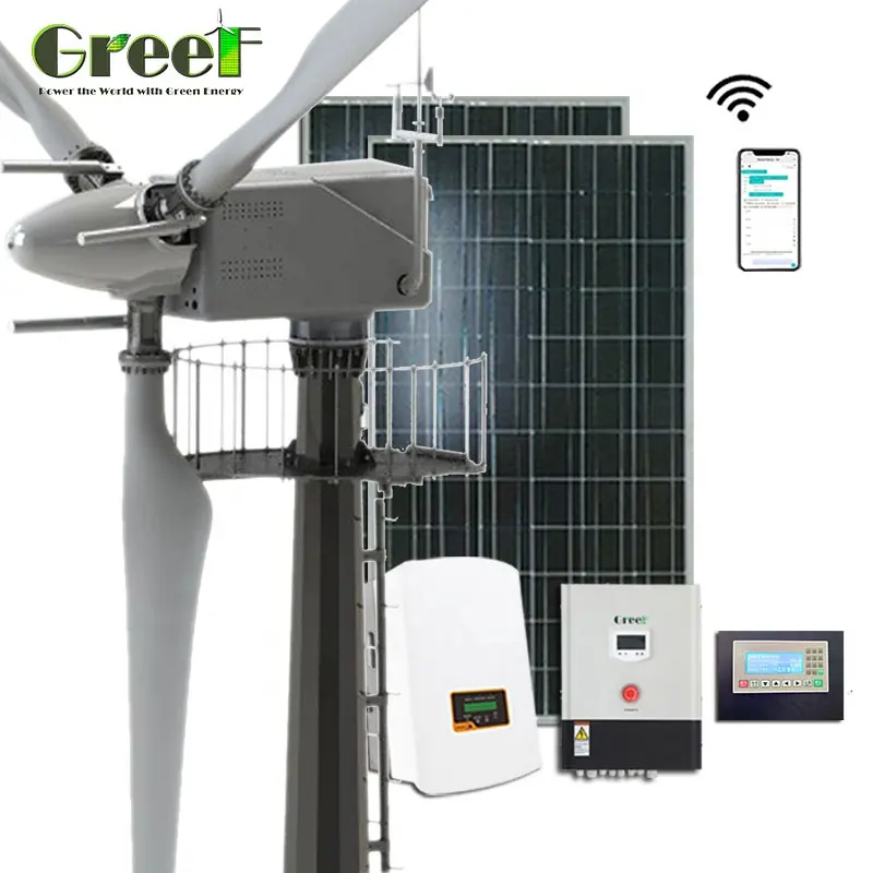 AH-30KW variable pitch control wind turbine with solar hybrid on grid system