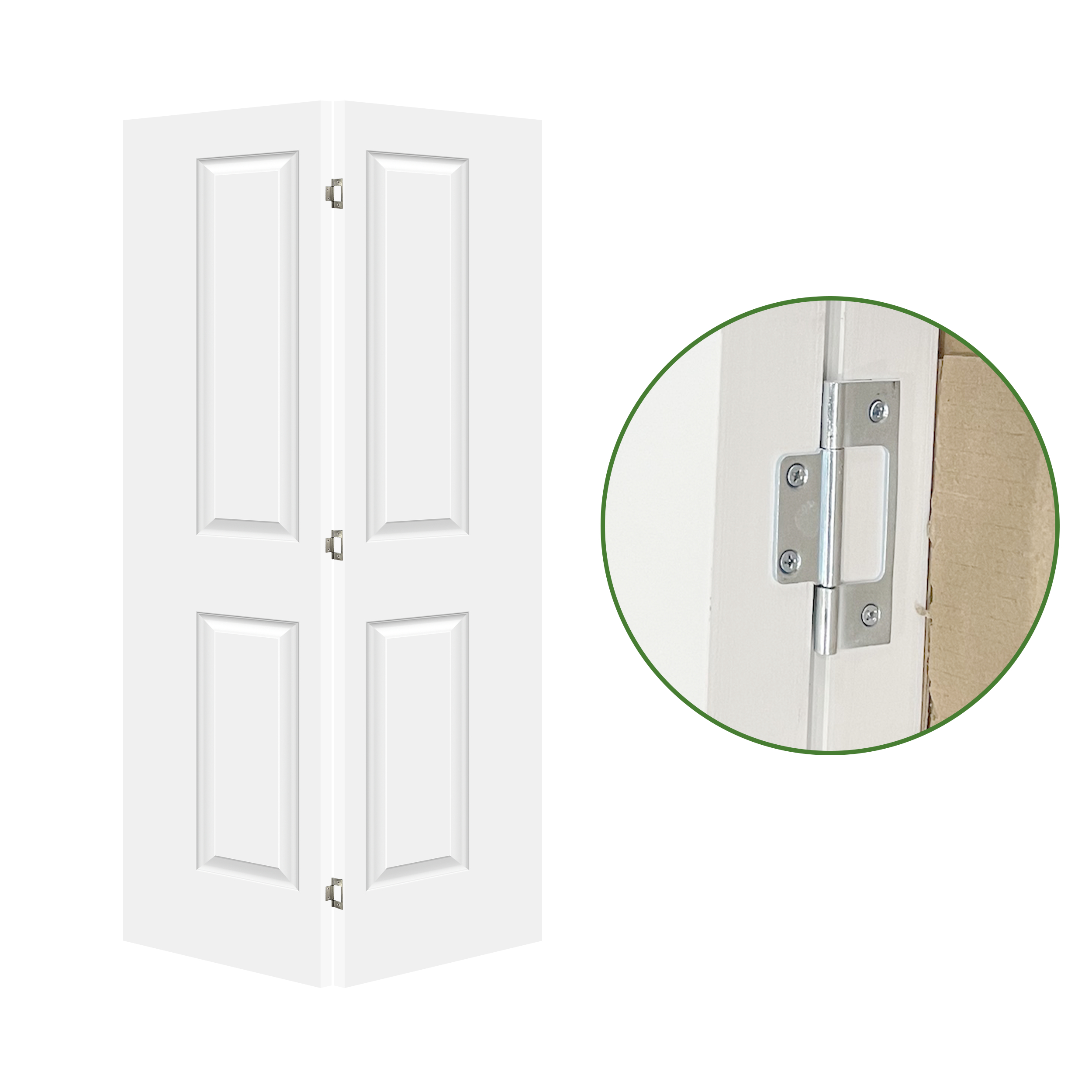 Porte pliante de placard moulée à 2 panneaux