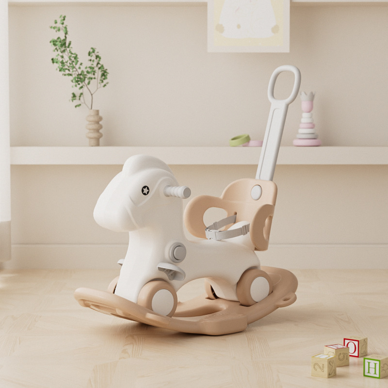 upgraded horse-shaped rocking horse-coffee color