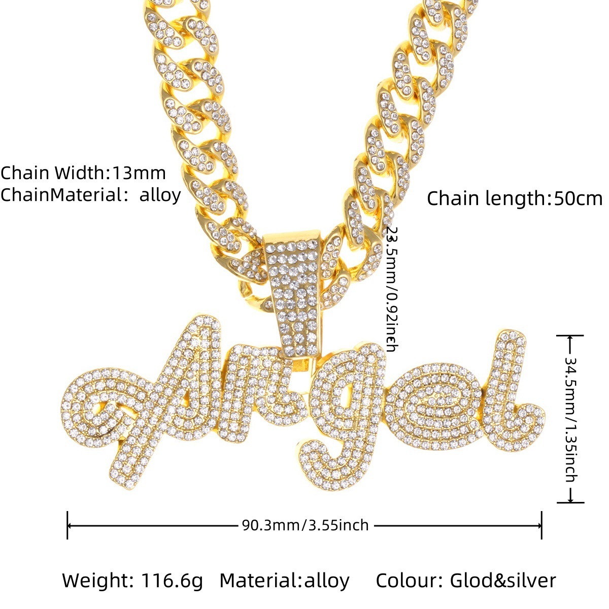 Gold angel pendant necklace
