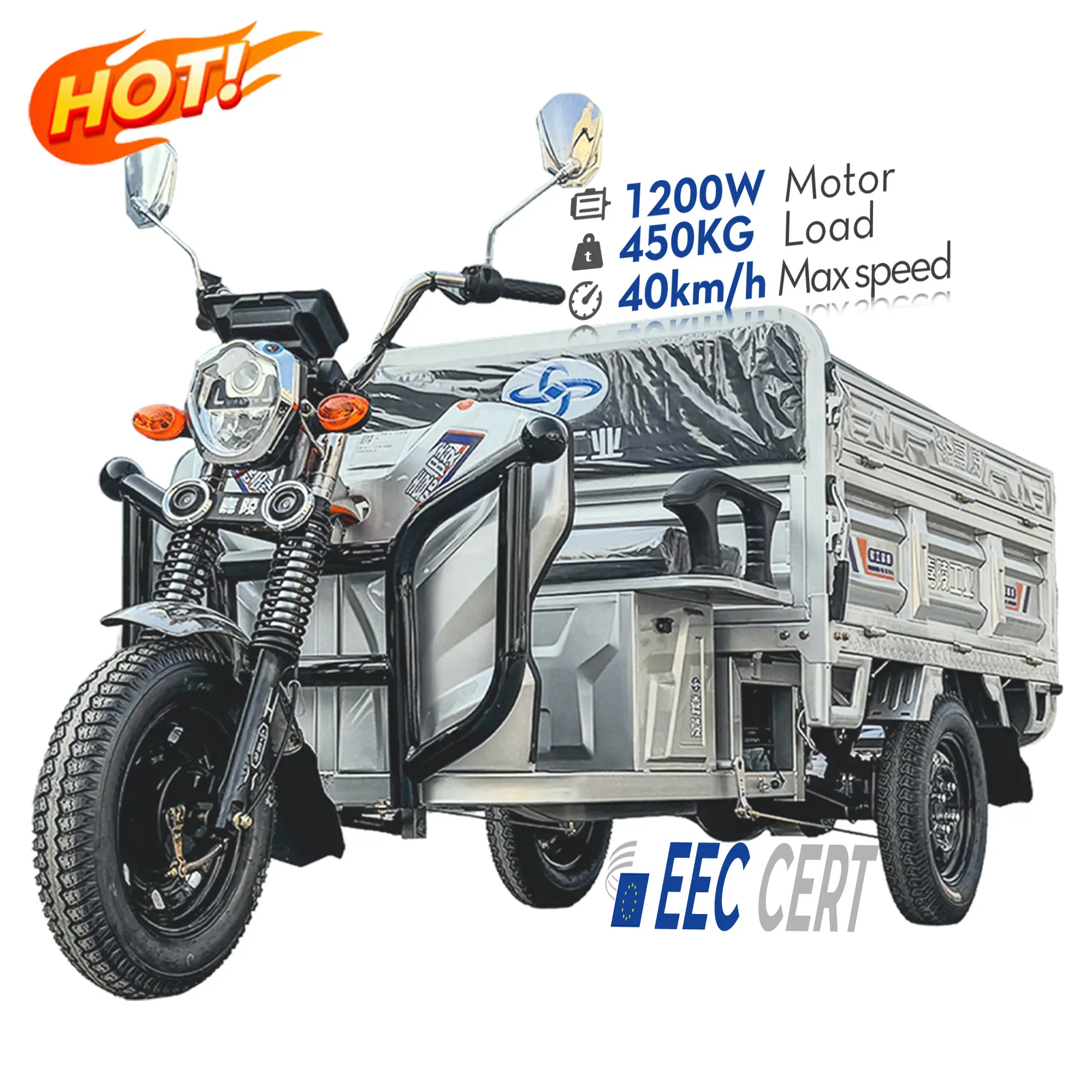 LB-LB160GY kargo elektrik sepeda roda tiga untuk pengiriman, 1.6m panjang 1500W bantalan beban tinggi dengan fitur pelindung