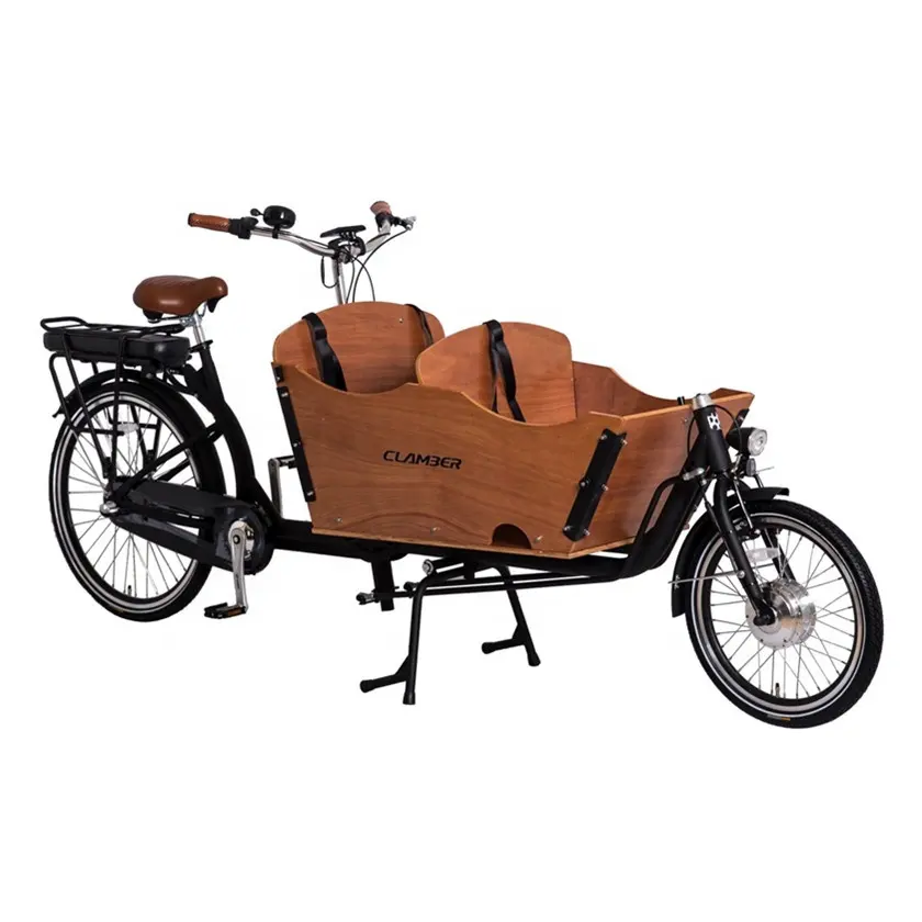 Due ruote bicicletta elettrica cargo bike scatola anteriore con tre bambini sedile